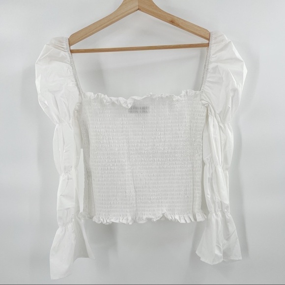COCO’S Kiss puff sleeve crop top white size L NWT - Picture 2 of 7